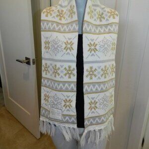 Disney Parks Winter Magic Silver and Gold Scarf OS Glitter Snowflakes Fair Isle